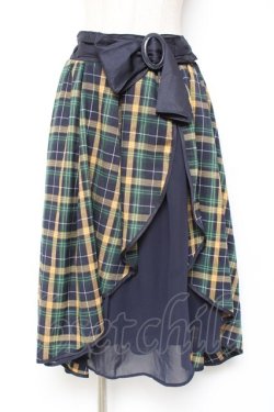 画像1: axes femme POETIQUE / リボンベルトデザインスカート M 紺 Y-26-01-09-161-AX-SK-SZ-ZY