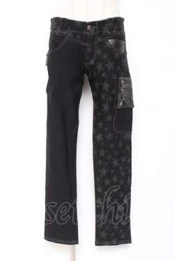 画像1: ALGONQUINS / 星柄ツートンパンツ 2 ブラック Y-26-01-09-164-AL-PA-SZ-ZY