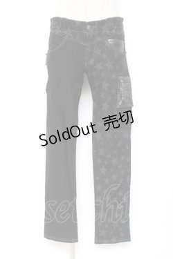 画像1: ALGONQUINS / 星柄ツートンパンツ 2 ブラック Y-26-01-09-164-AL-PA-SZ-ZY
