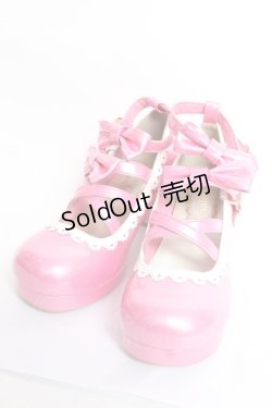 画像1: Chalmiere / ダブルリボンスカラップパンプス L 濃ピンク Y-26-01-09-025-LO-SH-SZ-ZY