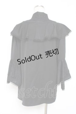 画像2: axes femme / タイ付姫袖風フリルブラウス F 黒 Y-26-01-09-027-AX-BL-SZ-ZY