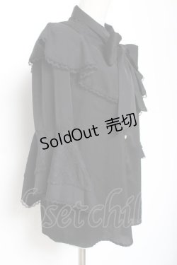 画像3: axes femme / タイ付姫袖風フリルブラウス F 黒 Y-26-01-09-027-AX-BL-SZ-ZY