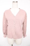 axes femme / バルーン袖リブカーディガン  ピンク Y-26-01-12-037-AX-TO-SZ-ZY