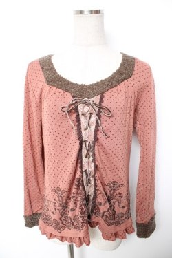 画像1: axes femme / ドットプリントカットソー  ピンク Y-26-01-12-040-AX-TO-SZ-ZY