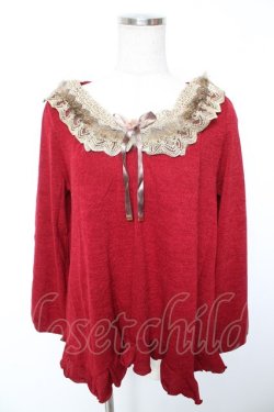 画像1: axes femme / 取り外し襟デザインプルオーバー  ワイン Y-26-01-12-041-AX-TO-SZ-ZY