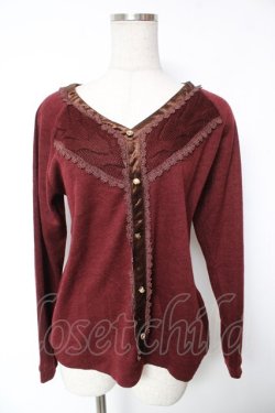 画像1: axes femme / カーデ風ニットソー  ワイン Y-26-01-12-043-AX-TO-SZ-ZY