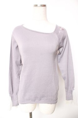 画像1: axes femme / 袖レースニット  ラベンダー Y-26-01-12-049-AX-TO-SZ-ZY