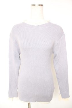 画像1: axes femme / レース使いリブニット M ブルー Y-26-01-12-051-AX-TO-SZ-ZY