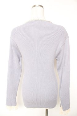 画像2: axes femme / レース使いリブニット M ブルー Y-26-01-12-051-AX-TO-SZ-ZY