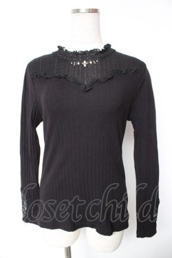 画像1: axes femme / 袖モチーフレースプルオーバー M 黒 Y-26-01-12-054-AX-TO-SZ-ZY