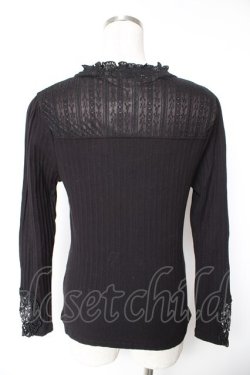 画像2: axes femme / 袖モチーフレースプルオーバー M 黒 Y-26-01-12-054-AX-TO-SZ-ZY