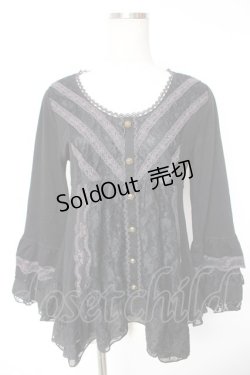 画像1: axes femme / 姫袖風レース切り替えチュニック  黒 Y-26-01-12-059-AX-TO-SZ-ZY