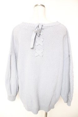 画像2: axes femme POETIQUE / 編み上げデザインニット  サックス Y-26-01-12-062-AX-TO-SZ-ZY