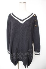 画像1: axes femme / チルデンニットワンピース  紺 Y-26-01-12-063-AX-OP-SZ-ZT598 (1)