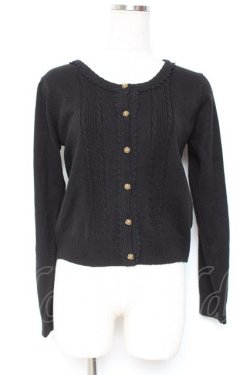 画像1: axes femme / ファーティペット付きカーディガン M 黒 Y-26-01-12-076-AX-TO-SZ-ZY