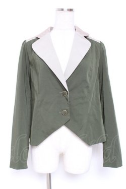 画像1: axes femme / バイカラーショートジャケット  カーキ Y-26-01-12-079-AX-JA-SZ-ZY