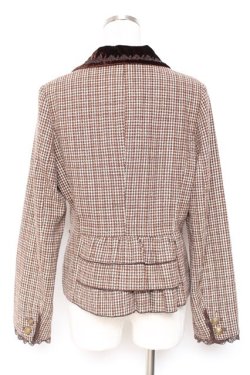 画像2: axes femme / ベロア切り替え千鳥格子ジャケット  ブラウン Y-26-01-12-080-AX-TO-SZ-ZY