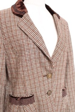 画像4: axes femme / ベロア切り替え千鳥格子ジャケット  ブラウン Y-26-01-12-080-AX-TO-SZ-ZY