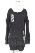 GLAD NEWS / スタッズ付きダメージニット  黒 Y-26-01-12-082-GL-TO-SZ-ZY