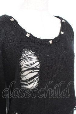 画像4: GLAD NEWS / スタッズ付きダメージニット  黒 Y-26-01-12-082-GL-TO-SZ-ZY