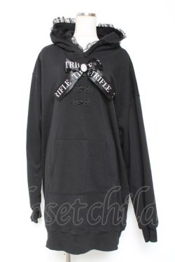 画像1: Ank Rouge / ビジューリボンパーカーop  黒 Y-26-01-12-085-CA-OP-SZ-ZY