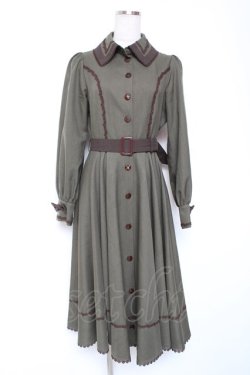 画像1: Innocent World / メランジュヘリンボーンワンピース M ダークグリーン×ショコラ Y-26-01-12-091-IW-OP-SZ-ZY