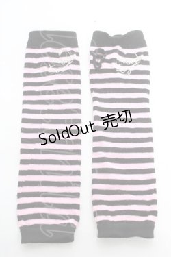 画像1: Amilige / ボーダーアームウォーマー  ピンク×黒 Y-26-01-12-012-PU-ZA-SZ-ZT444-F004