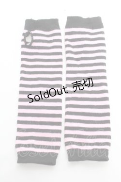 画像2: Amilige / ボーダーアームウォーマー  ピンク×黒 Y-26-01-12-012-PU-ZA-SZ-ZT444-F004