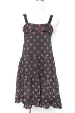 画像1: Emily Temple cute / ラメ水玉ジャガードノースリーブワンピース  黒×ピンク Y-26-01-12-108-ET-OP-SZ-ZY