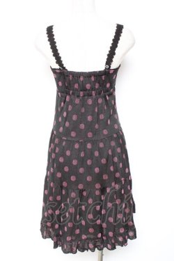 画像2: Emily Temple cute / ラメ水玉ジャガードノースリーブワンピース  黒×ピンク Y-26-01-12-108-ET-OP-SZ-ZY