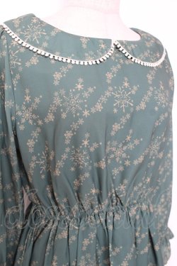 画像3: Fi.n.t / スノー千鳥柄ワンピース F グリーン Y-26-01-12-112-CA-OP-SZ-ZY