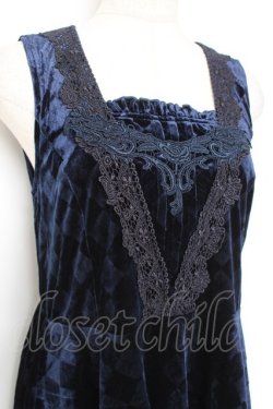 画像3: axes femme / アーガイルエンボスベロアワンピース  紺 Y-26-01-12-116-AX-OP-SZ-ZY