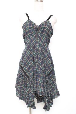 画像1: axes femme / チェックイレヘムワンピース  グリーン Y-26-01-12-119-AX-OP-SZ-ZY