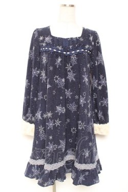 画像1: axes femme / 結晶柄ニットワンピース  紺 Y-26-01-12-120-AX-OP-SZ-ZY