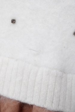 画像5: axes femme / ビジュー付きフェザーニット切替ワンピース M 白×キャメル Y-26-01-12-123-AX-OP-SZ-ZY