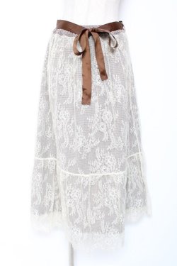 画像1: axes femme / リバーシブルレーススカート  茶 Y-26-01-12-139-AX-SK-SZ-ZY