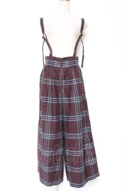 画像1: axes femme / タータンチェック柄サス付パンツ  ワイン Y-26-01-12-146-AX-PA-SZ-ZY