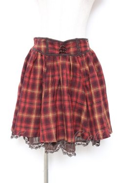 画像1: axes femme / チェック柄スカート  オレンジ Y-26-01-12-147-AX-SK-SZ-ZY