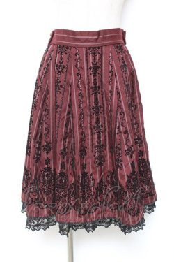 画像1: axes femme / リボン付フロッキーptスカート  ワイン Y-26-01-12-148-AX-SK-SZ-ZY