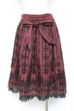 画像2: axes femme / リボン付フロッキーptスカート  ワイン Y-26-01-12-148-AX-SK-SZ-ZY