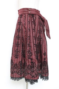 画像3: axes femme / リボン付フロッキーptスカート  ワイン Y-26-01-12-148-AX-SK-SZ-ZY