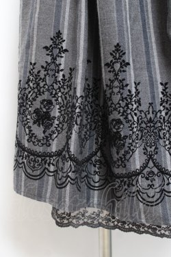 画像4: axes femme / 裾フロッキーローズストライプスカート  グレー Y-26-01-12-149-AX-SK-SZ-ZY