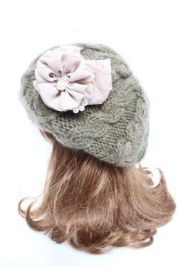 画像2: axes femme / ケーブル編みニット帽  グリーン Y-26-01-12-020-AX-AC-SZ-ZY