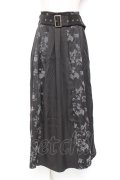 axes femme / フラワーフロッキー切替スカート  黒 Y-26-01-12-163-AX-SK-SZ-ZY