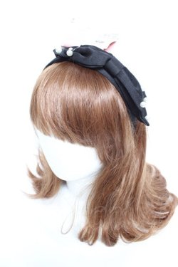 画像1: m petit by misako / AMリボンカチューシャ  中黒 Y-26-01-12-024-LO-AC-SZ-ZY