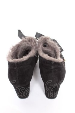 画像3: axes femme / 刺繍入り配色ファーブーティー M 黒 Y-26-01-12-026-AX-SH-SZ-ZY