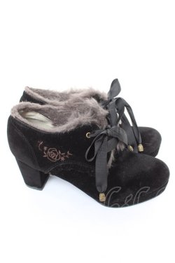 画像4: axes femme / 刺繍入り配色ファーブーティー M 黒 Y-26-01-12-026-AX-SH-SZ-ZY