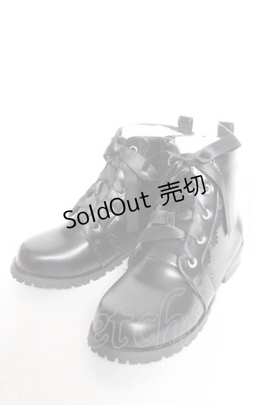 画像1: axes femme / レースアップリボンブーツ L 黒Y-26-01-16-052-AX-SH-SZ-ZTK029 (1)