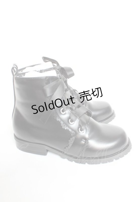 画像4: axes femme / レースアップリボンブーツ L 黒Y-26-01-16-052-AX-SH-SZ-ZTK029 (4)