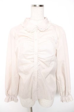 画像1: axes femme / ループタイ付きギャザーブラウス F ベージュ Y-26-01-16-055-AX-BL-SZ-ZY